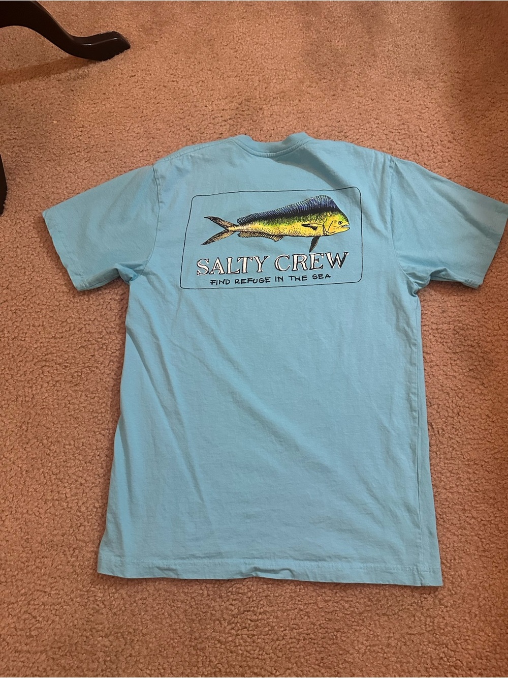Salty Crew Aqua Tee with Yellow-Green Mahi Graphic